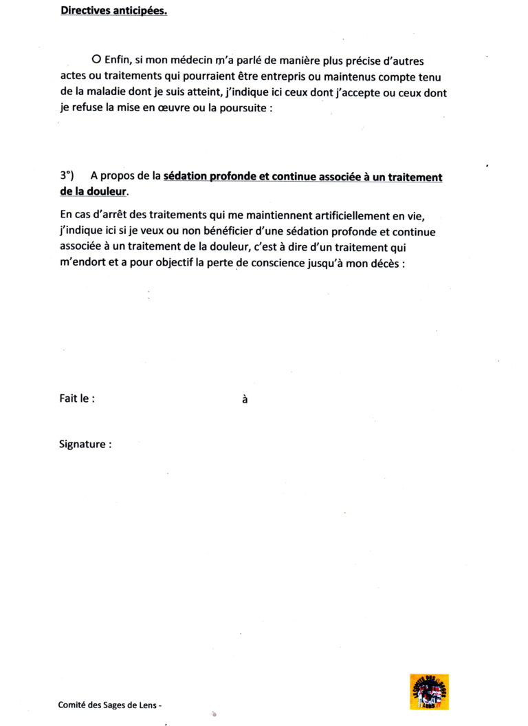 Mod Les De Textes Pour Les Directives Anticip Es Association Comit